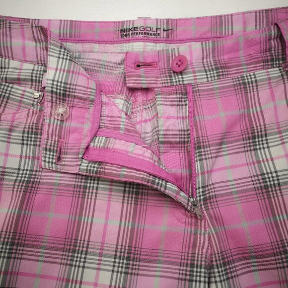 Nike Golf Tour Performance Dri-Fit Ladies Size 14 Plaid Shorts - Picture 7 of 13